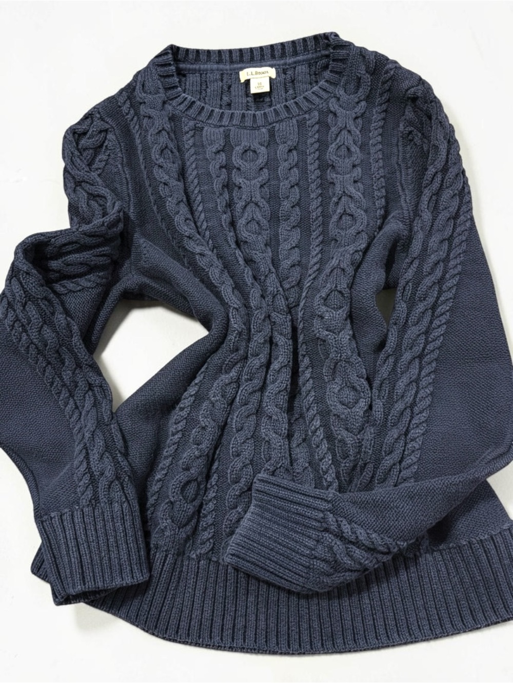 L.L.Bean Y2K Navy Cable Knit Sweater M Rory Gilmore Preppy 2000s